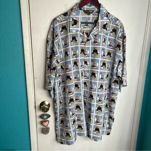 Blue Boy Hip Hop Rapper DJ Shirt Sunny Boy Block Print Cartoon Men's